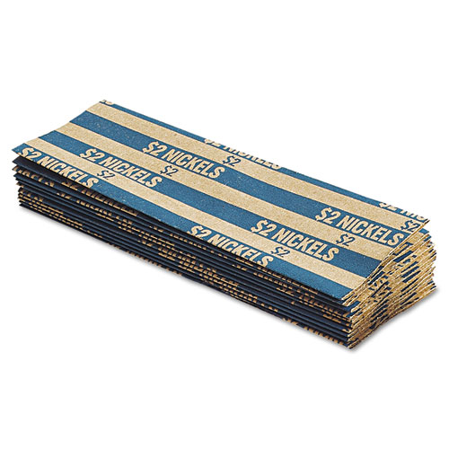 Pop-Open Flat Paper Coin Wrappers, Nickels, $2, 1000 Wrappers/Box