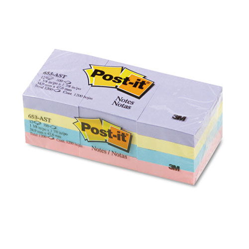Color Notes, 1-1/2 x 2, Pastel Colors, 12 100-Sheet Pads/Pack