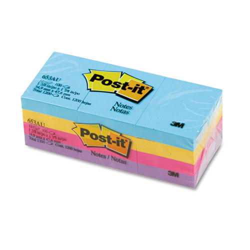 Ultra Color Self-Stick Notes, 1-1/2 x 2, Four Colors, 12 100-Sheet Pads/Pack