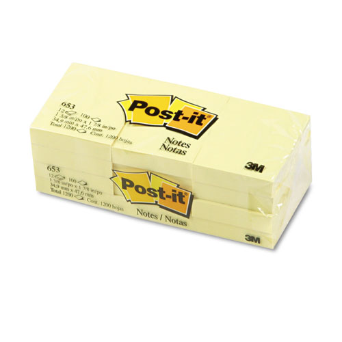 Original Notes, 1-1/2 x 2, Canary Yellow, 12 100-Sheet Pads/Pack