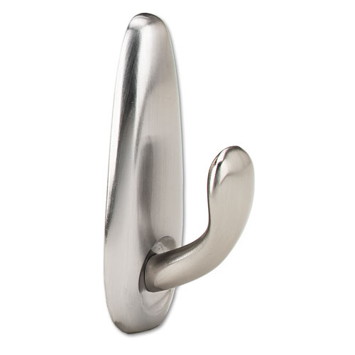 Adhesive Mount Metal Hook, Medium, Brushed Nickel Finish