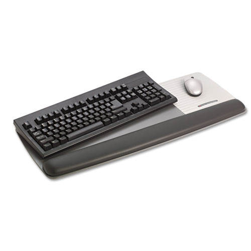 Gel Mouse Pad/Keyboard Rest w/Wrist Rest, Nonskid Base, Black/Metallic Gray