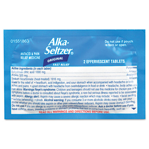 Antacid and Pain Relief Medicine, 50 Two-Packs/Box