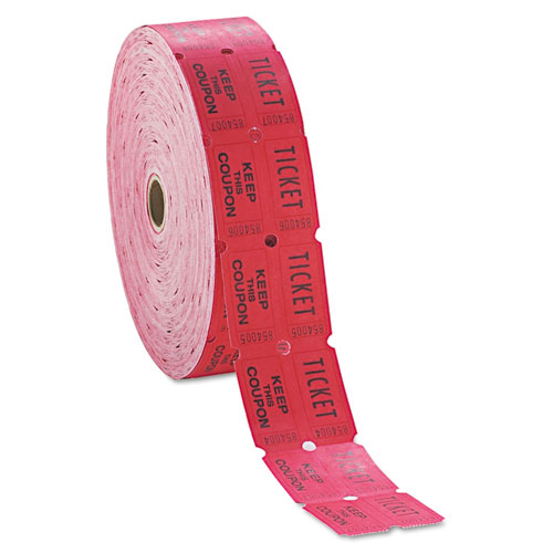 Consecutively Numbered Double Ticket Roll, Red, 2000 Tickets/Roll