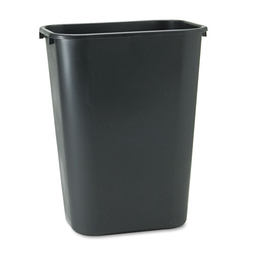 Deskside Plastic Wastebasket, Rectangular, 10 1/4 gal, Black