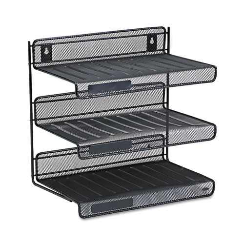 Mesh Three-Tier Letter Size Desk Shelf, 12 1/2 x 9 1/4 x 12 1/2, Black