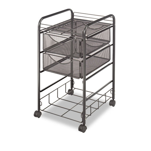 Onyx Mesh Mobile File w/Four Supply Drawers, 15-3/4w x 17d x 27h, Black