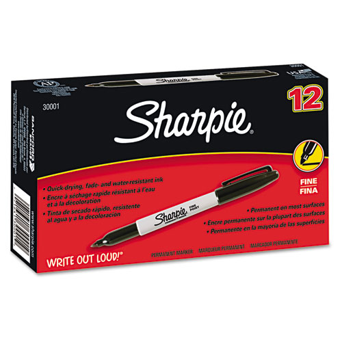 Permanent Marker, Fine Point, Black, Dozen