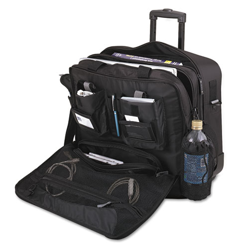 Rolling Travel Laptop Case, Nylon, 18 x 10 x 15, Black
