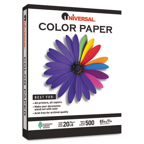 Colored Paper, 20lb, 8-1/2 x 11, Canary, 500 Sheets/Ream