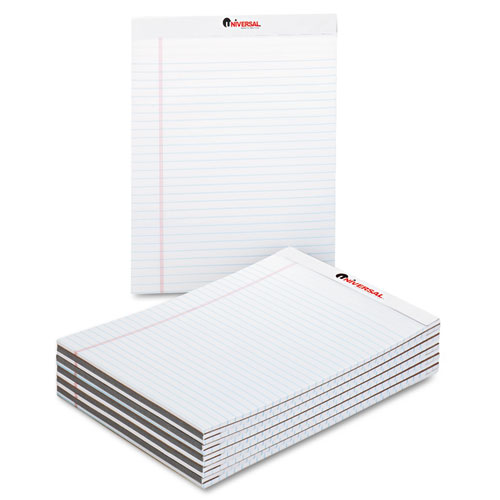Perforated Edge Writing Pad, Legal Ruled, Letter, White, 50-Sheet, Dozen