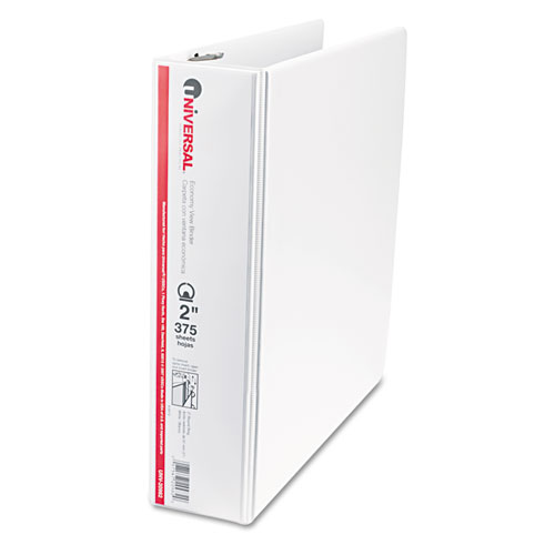 Round Ring Economy Vinyl View Binder, 2" Capacity, White