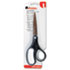 Office Scissors, 8" L, Straight, Titanium Coated Blades, Pointed Tip, Black/Blue - View 1