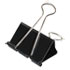 Large Binder Clips, Steel Wire, 1" Capacity, 2" Wide, Black/Silver, Dozen