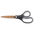 Office Scissors, 8" L, Straight, Titanium Coated Blades, Pointed Tip, Black/Blue