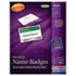 Badge Holders w/Laser/Inkjet Inserts, Top Loading, 2 1/4 x 3 1/2, White, 100/Box