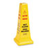 Four-Sided Caution, Wet Floor Safety Cone, 10-1/2w x 10-1/2d x 25-5/8h, Yellow