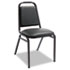 Upholstered Stacking Chairs w/Square Back, Black Vinyl, Black Frame, 4/Carton
