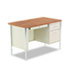 Single Pedestal Steel Desk, 45w x 24d x 29-1/2h, Oak/Putty