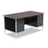 Double Pedestal Steel Desk, 60w x 30d x 29-1/2h, Walnut/Black