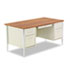 Double Pedestal Steel Desk, 60w x 30d x 29-1/2h, Oak/Putty