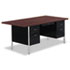Double Pedestal Steel Desk, 72w x 36d x 29-1/2h, Walnut/Black