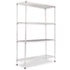 Wire Shelving Starter Kit, 4 Shelves, 48w x 18d x 72h, Silver