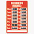 Business Hours Sign Kit,  8 x 12, Red