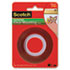Double-Sided Mounting Tape, Industrial Strength, 1 x 60, Clear/Red Liner