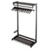 Single-Side, Garment Rack w/Two Shelves, Eight Hangers, Steel, Black