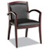 Reception Lounge Series Guest Chair, Mahogany/Black Leather