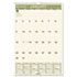 Recycled Monthly Wall Calendar, 15 1/2" x 22 3/4", 2012