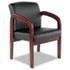 Reception Lounge Series Ready-To-Assemble Guest Chair, Mahogany/Black Leather