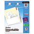 WorkSaver Pocket Dividers w/Five Insertable Multicolor Tabs, 5/Set
