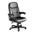 Big & Tall Executive Pivot-Arm Chair, Black Leather