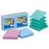 Super Sticky Pop-Up Notes, 3 x 3, Tropic Breeze, 6 50-Sheet Pads/Pack