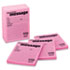 Super Sticky Message Pad, 3-7/8 x 4-7/8, Lined, Pink, 12 50-Sheets Pads/Pack