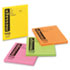 Super Sticky Message Pads, 3-7/8 x 4-7/8, Lined, Neon, 4 50-Sheet Pads/Pack