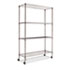 Complete Wire Shelving Unit w/Caster, 4-Shelf, 48w x 18d x 72h, Black Anthracite