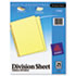 Untabbed Sheet Dividers, Letter, Buff, 25/Pack
