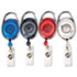 Carabiner-Style Retractable ID Card Reel, 30" Extension, Assorted Colors, 20/PK