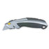 Curved Quick-Change Utility Knife, Stainless Steel Retractable Blade, 3 Blades