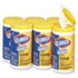 Lemon Scent Disinfecting Wet Wipes, Cloth, 7 x 8, 75/Canister, 6/Carton