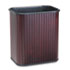 Rectangular Hardwood Wastebasket, 17 qt, Mahogany Stain/Black Liner