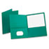 Twin-Pocket Portfolio, Embossed Leather Grain Paper, Teal