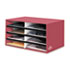 Decorative Eight Compartment Literature Sorter, Letter Size, Persimmon Red