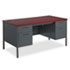 Metro Classic Double Pedestal Desk, 60w x 30d x 29-1/2h, Mahogany/Charcoal