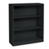 Metal Bookcase, 3 Shelves, 34-1/2w x 12-5/8d x 41h, Black