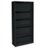 Metal Bookcase, 5 Shelves, 34-1/2w x 12-5/8w x 71h, Black