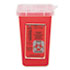 Sharps Waste Receptacle, Square, Plastic, 1 qt, Red